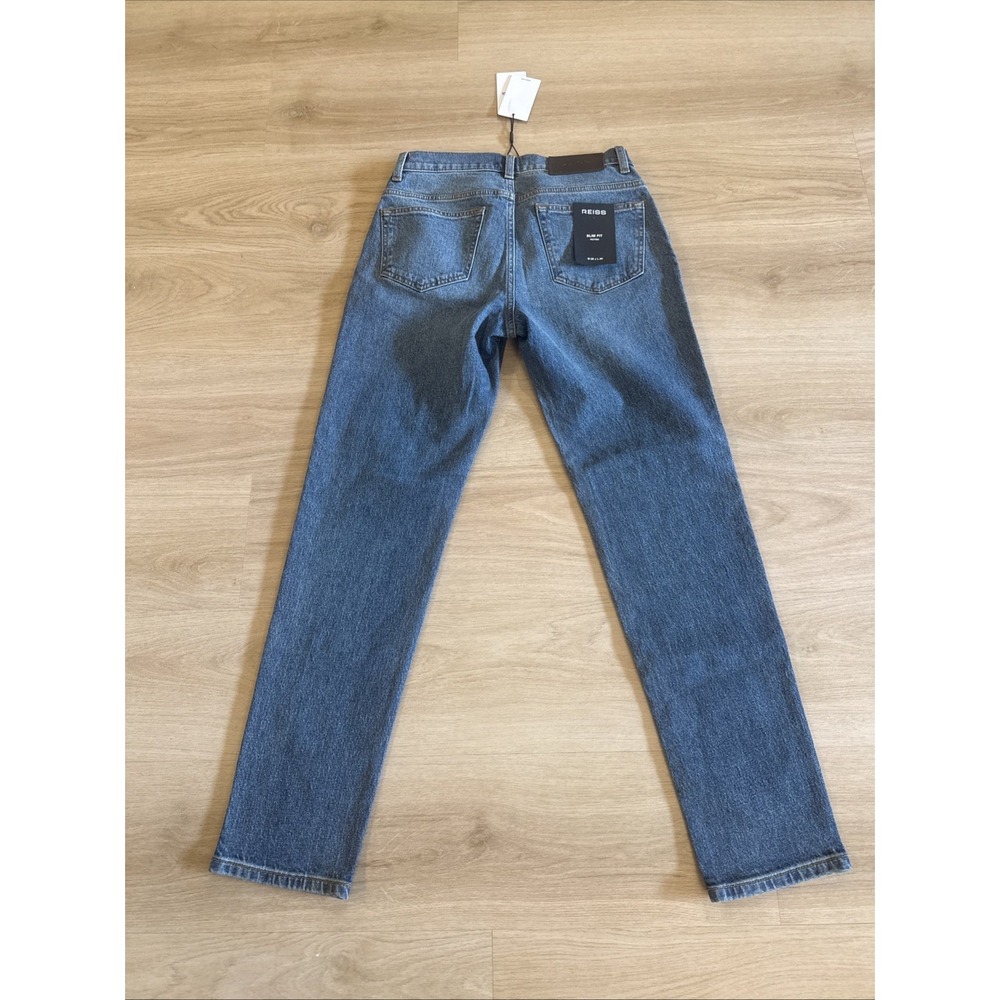 Reiss Picton Jeans Men's 28x30 Slim Fit Washed Indigo Green Cast Denim NWT - Picture 2 of 14